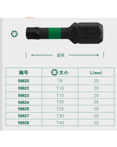 世达工具10件套6.3MM系列29MM长抗冲击十字旋具头T8/59620