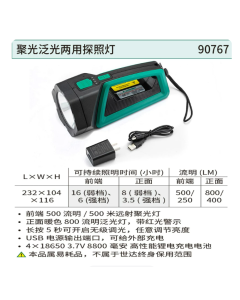 世达工具聚泛光两用探照灯90767
